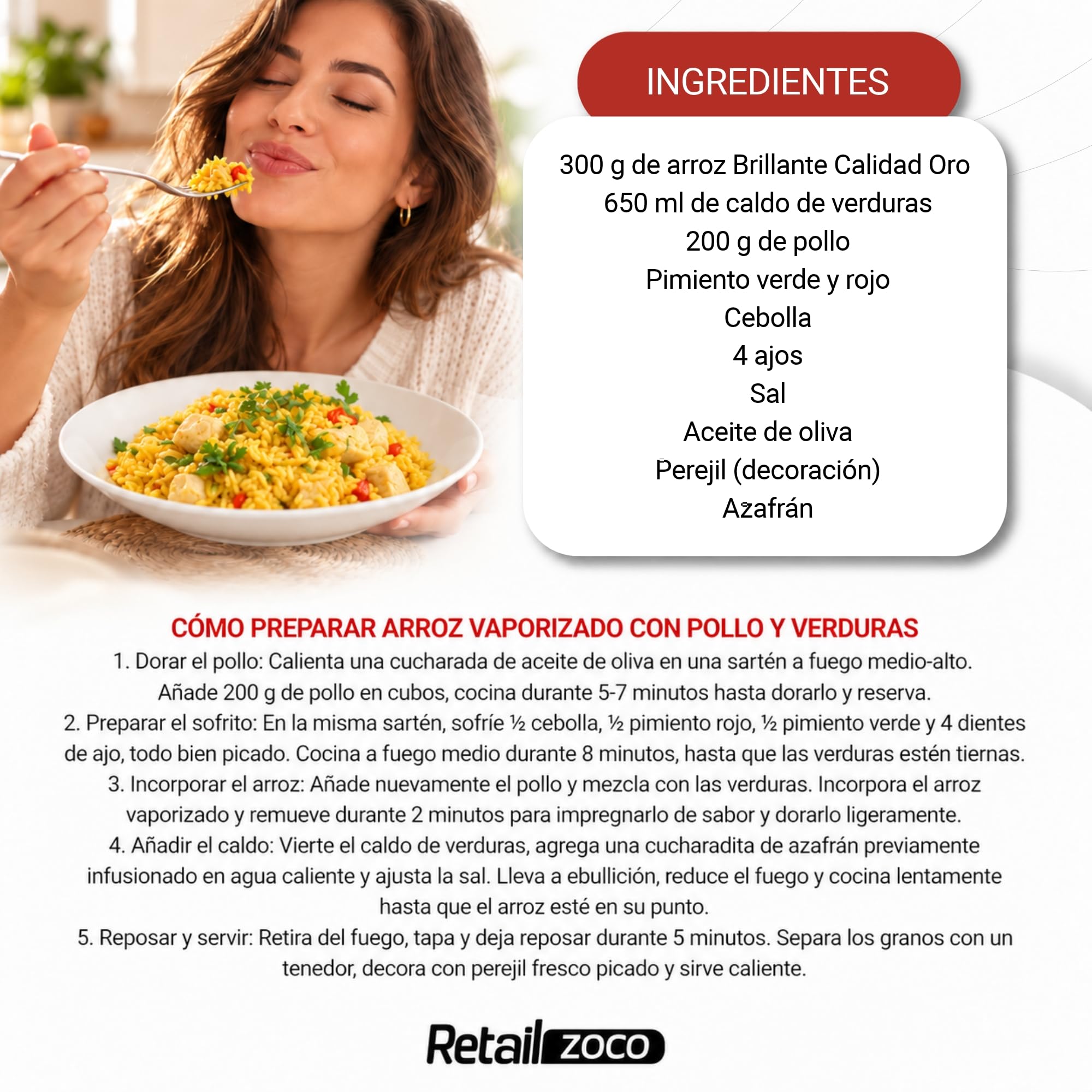 Brillante Arroz Largo Vaporizado, Grano Suelto |1 Unidad de 1 Kg - imagen 6