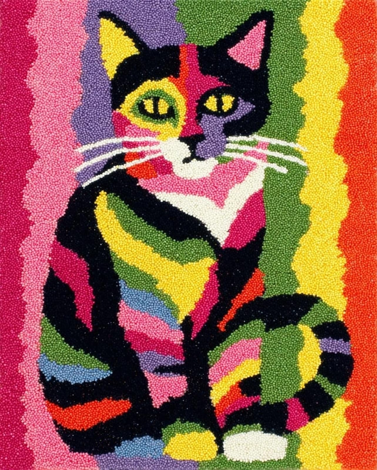Wallphantom Latch Hook Rug Kit,Color cat