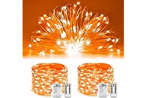 JMEXSUSS Orange Halloween Fairy Lights: 200 LED Battery-Operated 8-Mode String Lights