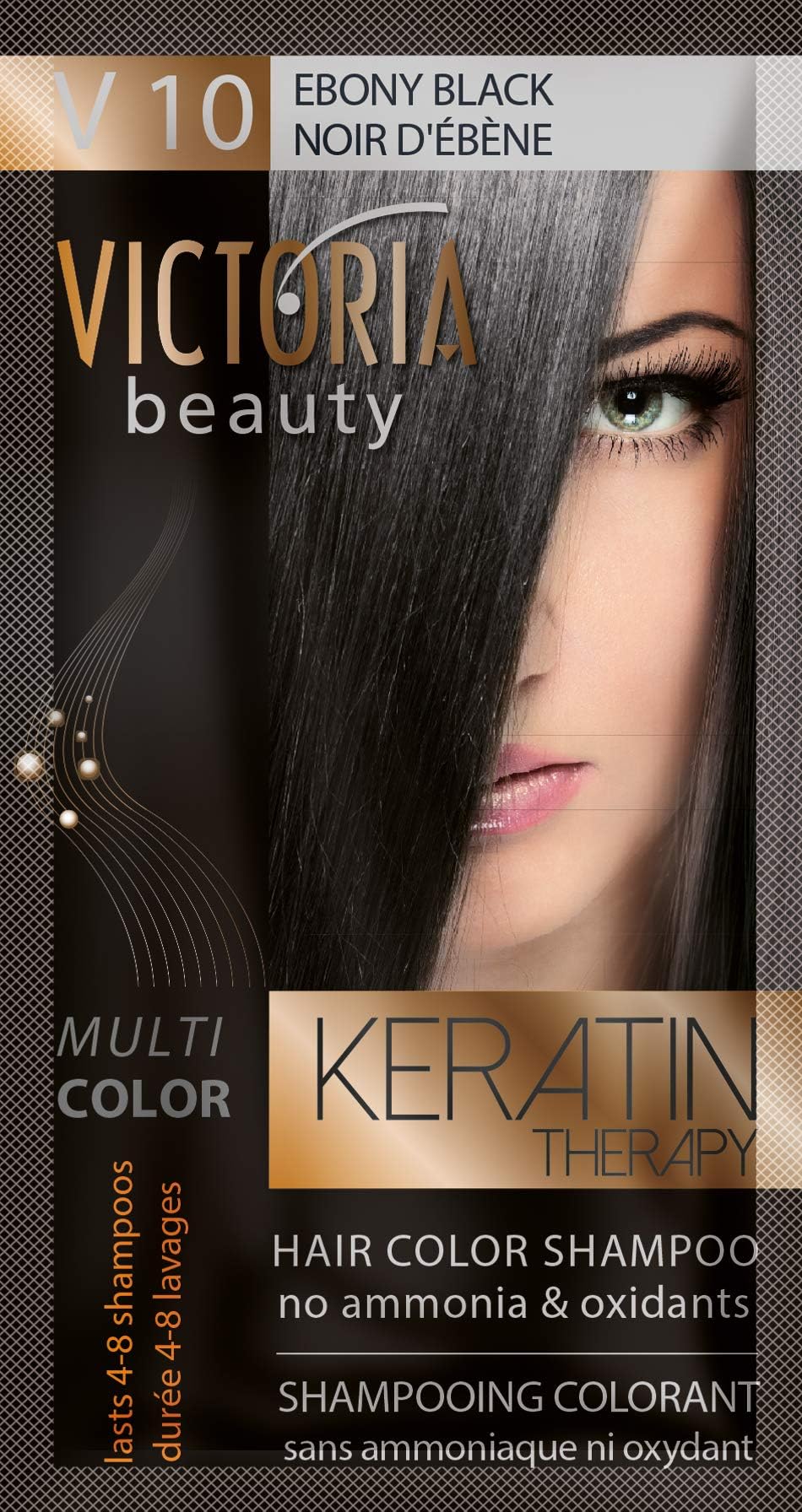 Keratin Therapy Hair Colour Shampoo – Temporary Hair Dye, Lasts 4 – 8 washes, Ammonia and Oxidant-Free, Pack of 6x40 ml (Ebony Black)