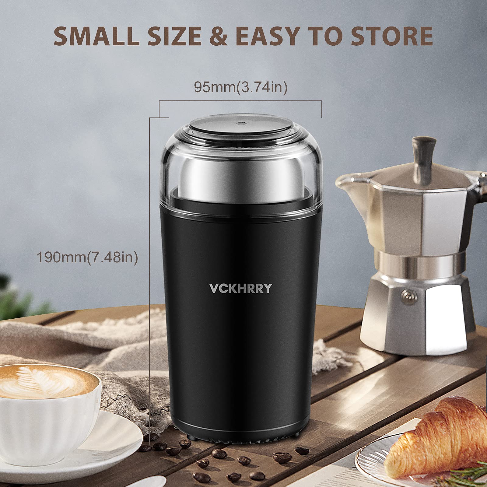 Macinacaffè Elettrico 400W Macina Spezie Fodera Lavabile Staccabile In Acciaio Inossidabile 100G Capacità 4 Lame Facile Da Pulire Fagioli Spezie Grani