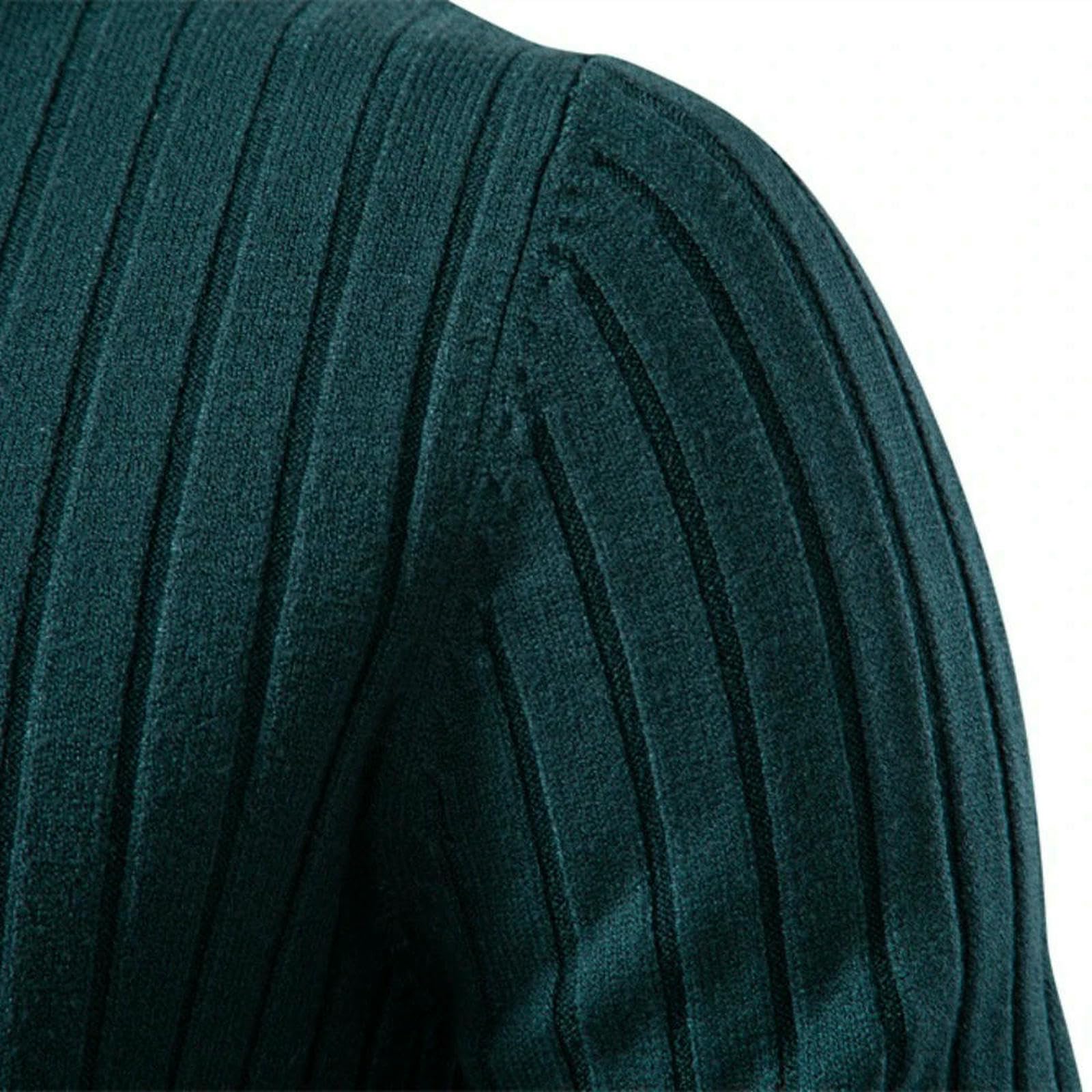 Maglione Uomo Maglione Dolcevita Casual Caldo Invernale da Uomo, A Righe, Tinta Unita-Verde-M-Grigio-XL