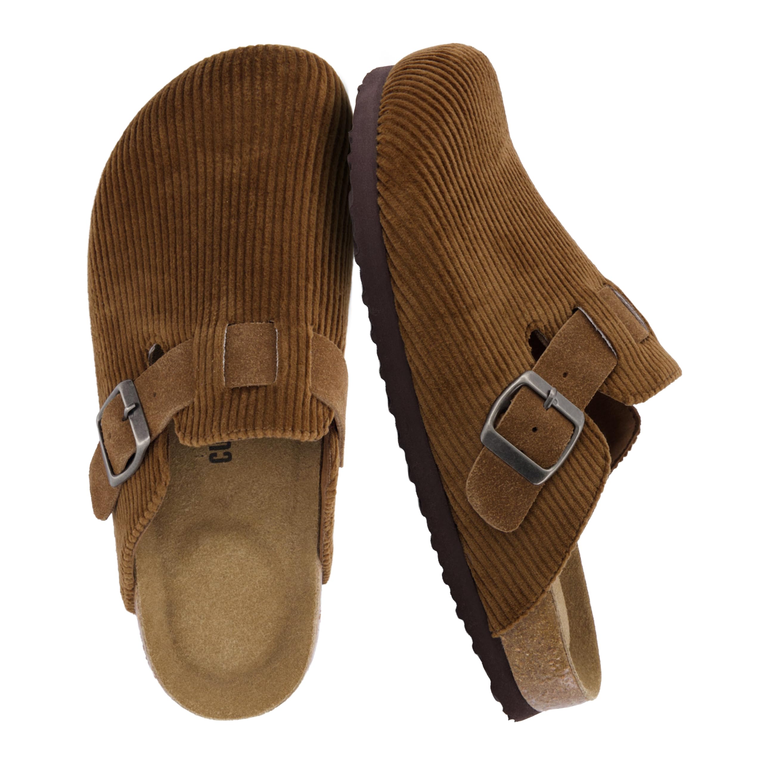 CUSHIONAIRE Hana Womens Clogs | Comfortable Vegan Suede Clogs for Women | Slip On Potato Shoes with Cork Footbed & Arch Support | Memory Foam, Wide