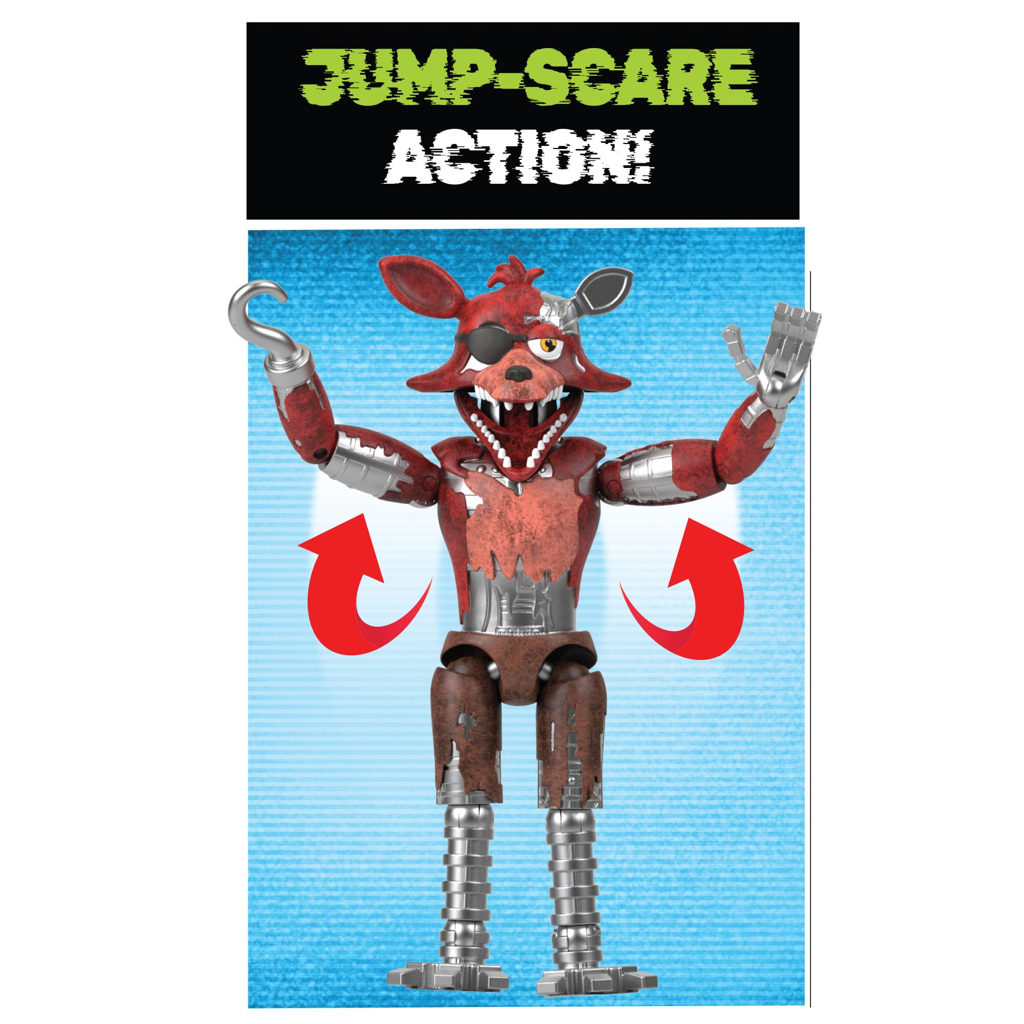 Jazwares Five Nights at Freddy's Withered Foxy Figurine articulée 12,5 cm Jumpscare Yeux phosphorescents