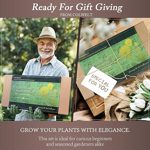 Miniatura 3 de Colwelt Juego de taburete y rodillera de jardín, asiento de jardín y rodillera resistente con almohadilla suave de 10 pulgadas de ancho, banco de