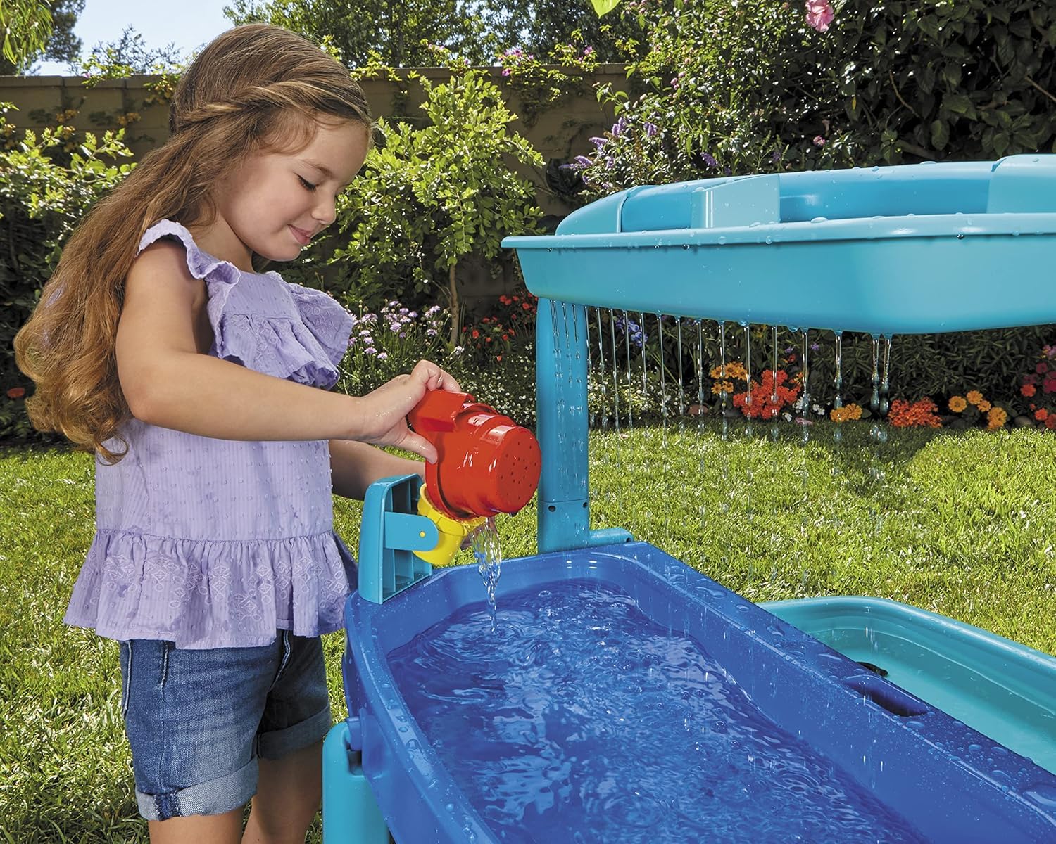 little tikes Easy Store Wassertisch - Faltbares Outdoor-Spielset mit Zubehör für Wasserspaß - Lässt Sich zur einfachen Aufbewahrung zusammenklappen - Aktives Spielen - Für Kinder ab 3 Jahren