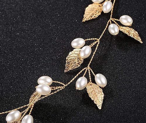 Miniatura 3 de Kercisbeauty Diadema plateada de hojas de perla de 24 pulgadas de largo para bodas, novias, cabello, corona de vid, damas de honor, niñas, tocado de