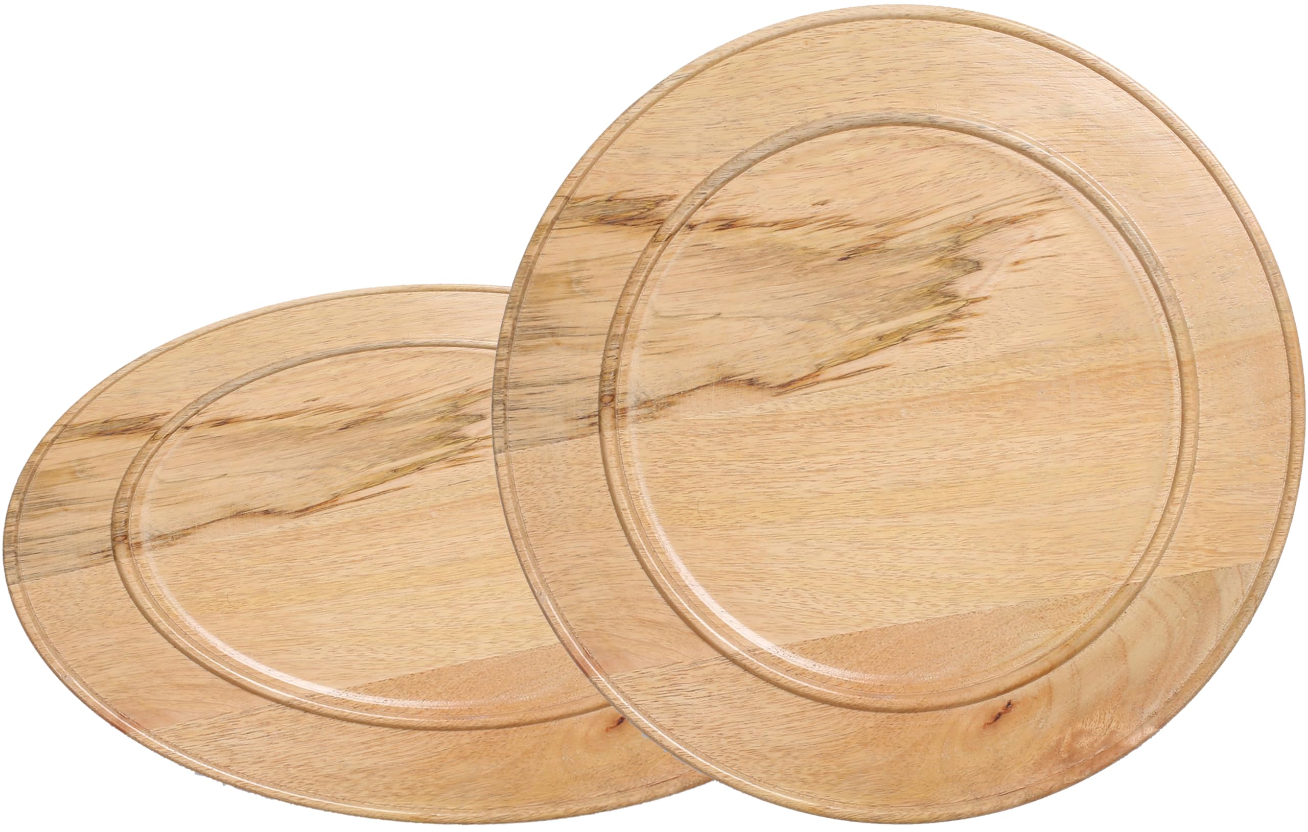 CLEENTABLE Juego de platos de madera, cargadores de madera para cena, 13 pulgadas, paquete de 2, color marrón
