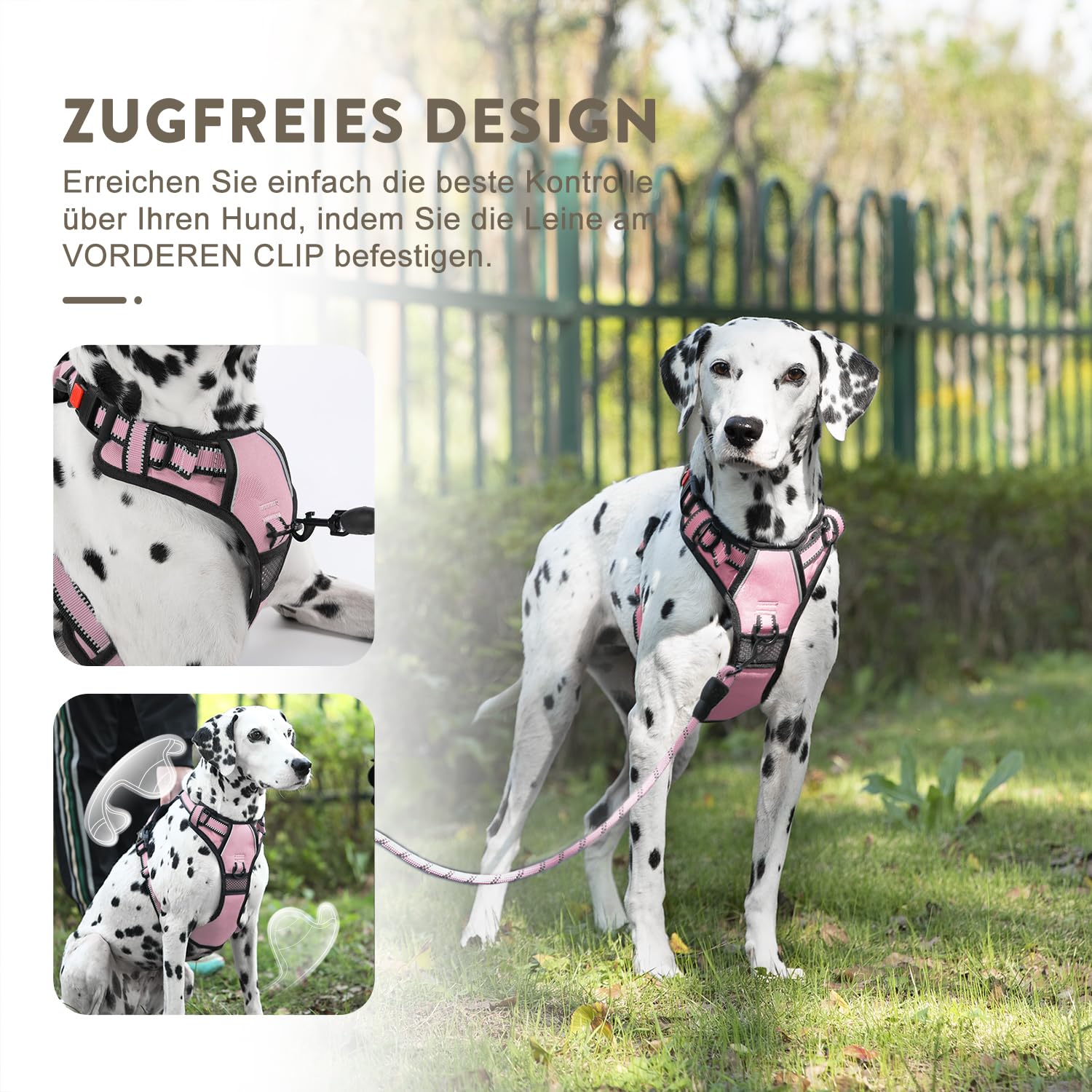 FURRYFECTION No-Pull Dog Harness Medium Dogs, Pink - Image 3