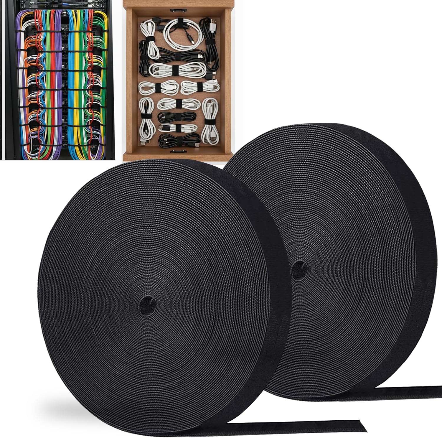 Reusable Cable Ties, 56Yard x 1/2" Heavy Duty Hook and Loop Cable Management Straps, Cut to Length Self-Gripping Cord Organizer Wire Wraps for Desk PC TV Office Home