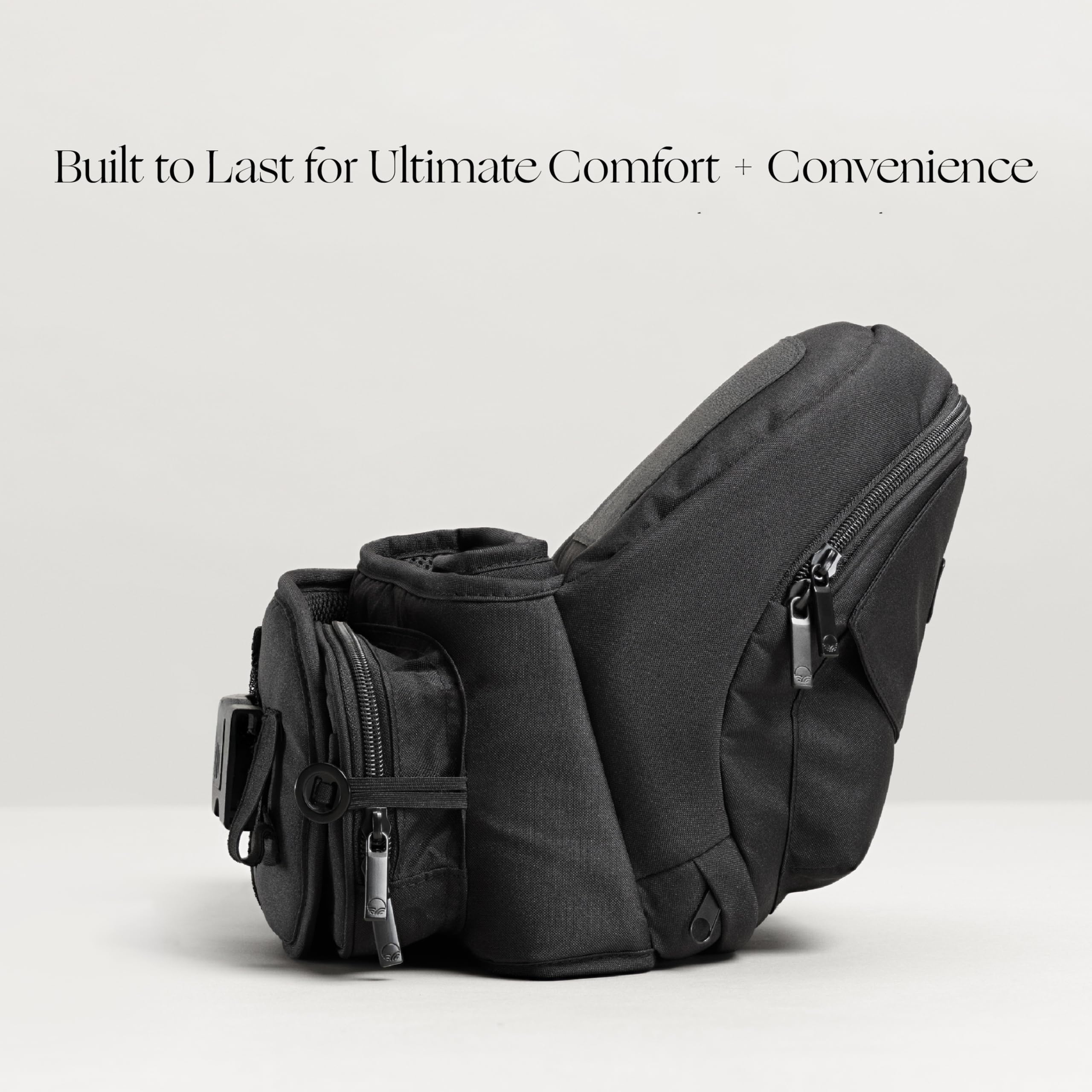 Tushbaby Hip Carrier for Babies & Toddlers (Black) - Safety-Certified, Machine Washable Child Waist Seat for One Hand Support with Multi-Pocket Storage, 23”- 44” Waist, Holds Kids 0-3 yrs up to 45lbs — view 4