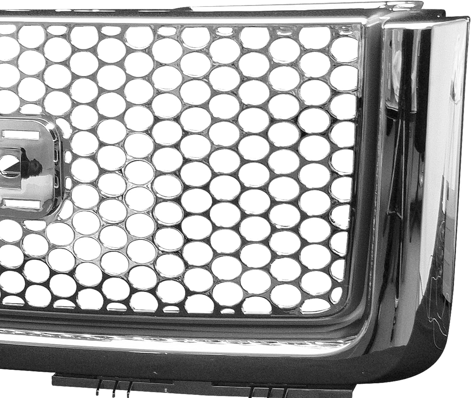 Armordillo Round Hole Mesh Style Front Grille|Compatible With 2007-2013 GMC Sierra 1500|8720738|Chrome|Front Hood Bumper Grille