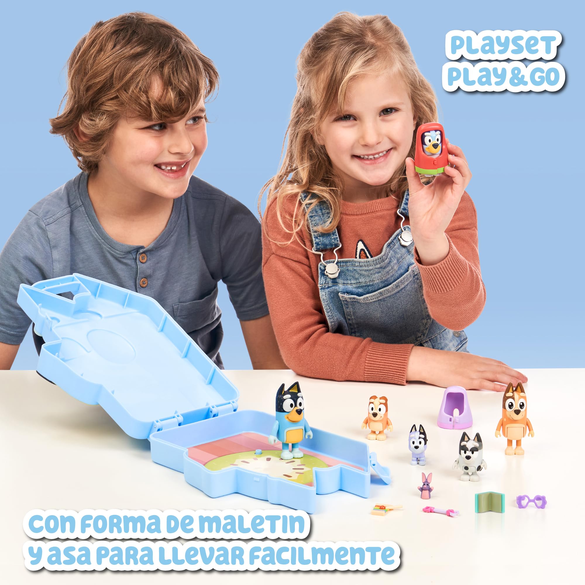 Bluey - Collector Case z figurkami, Puppy Collection Box 6 Figurki z serii kreskówek dla dzieci i 4 akcesoria, dla chłopców i dziewcząt +3 lata, słynny (BLY52000)