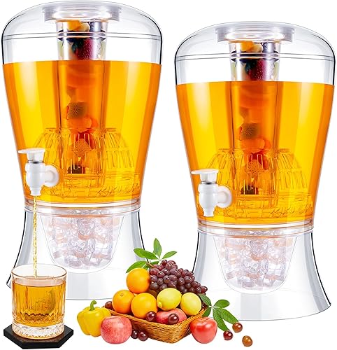 Miniatura 1 de Maxcheck Dispensador de bebidas transparente para fiestas, dispensador de agua irrompible para encimera, con núcleo de hielo e infusor para boda,