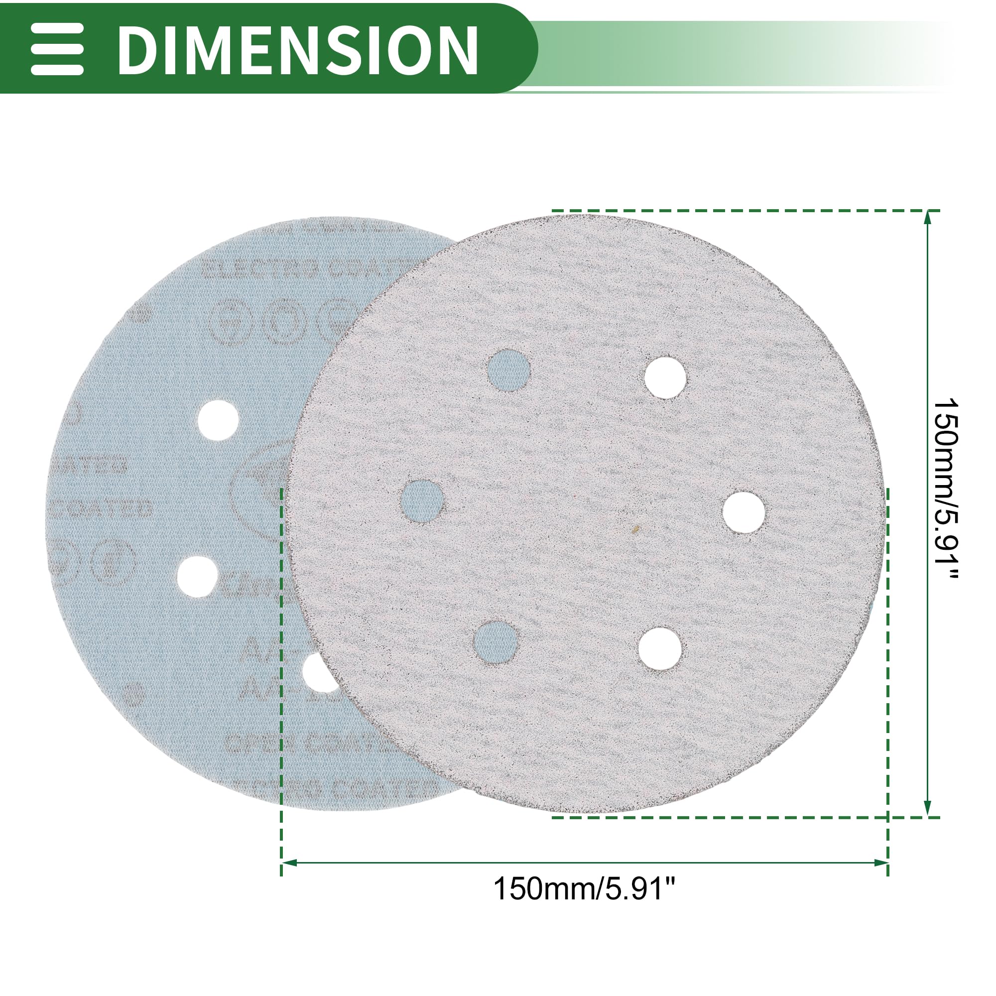 Hihaha Sandpaper Hook & Loop Sanding Sheets 150x150mm White 100 Grit Round Efficient Grinding and Polishing Automobile Manufacturing and Repair Woodworking - Image 3