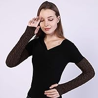 Vista 22 de Bellady Guantes de invierno para mujer, cálidos sobre el codo, guantes largos sin dedos con agujero para el pulgar, guantes de punto para calentar