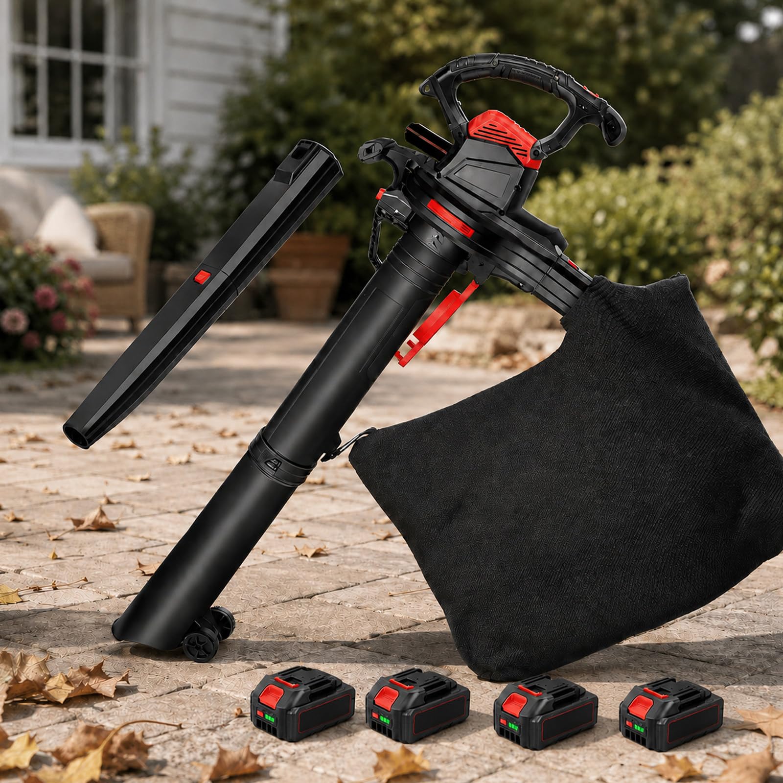 Souffleur Aspirateur Broyeur 40V Avec Vitesse Jusqu’À 211 MPH 4×5.0Ah