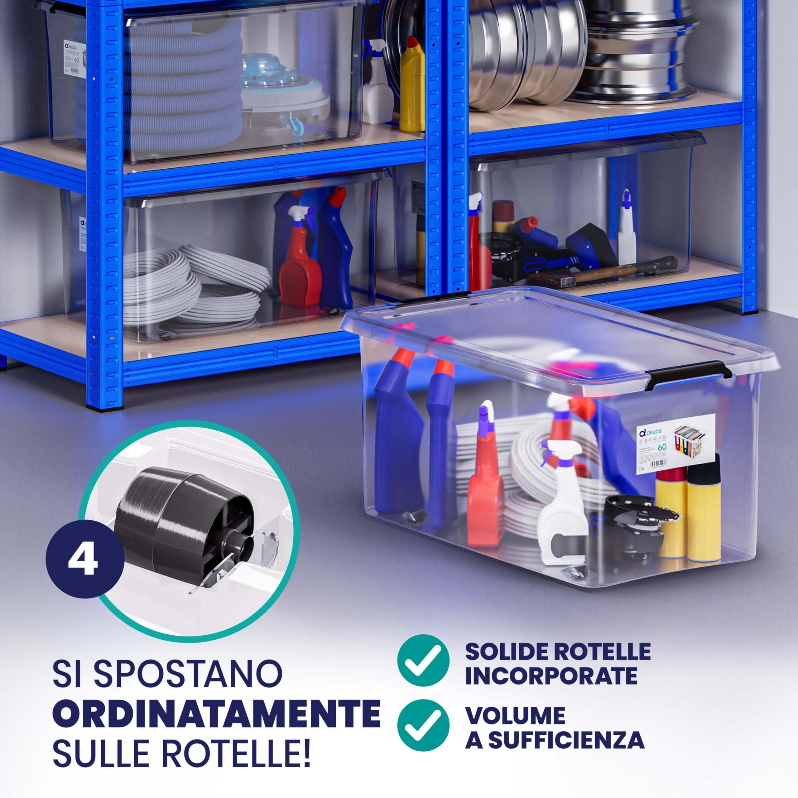 KIT DI 5 CONTENITORI PER ALIMENTI TRASPARENTE CON COPERCHIO
