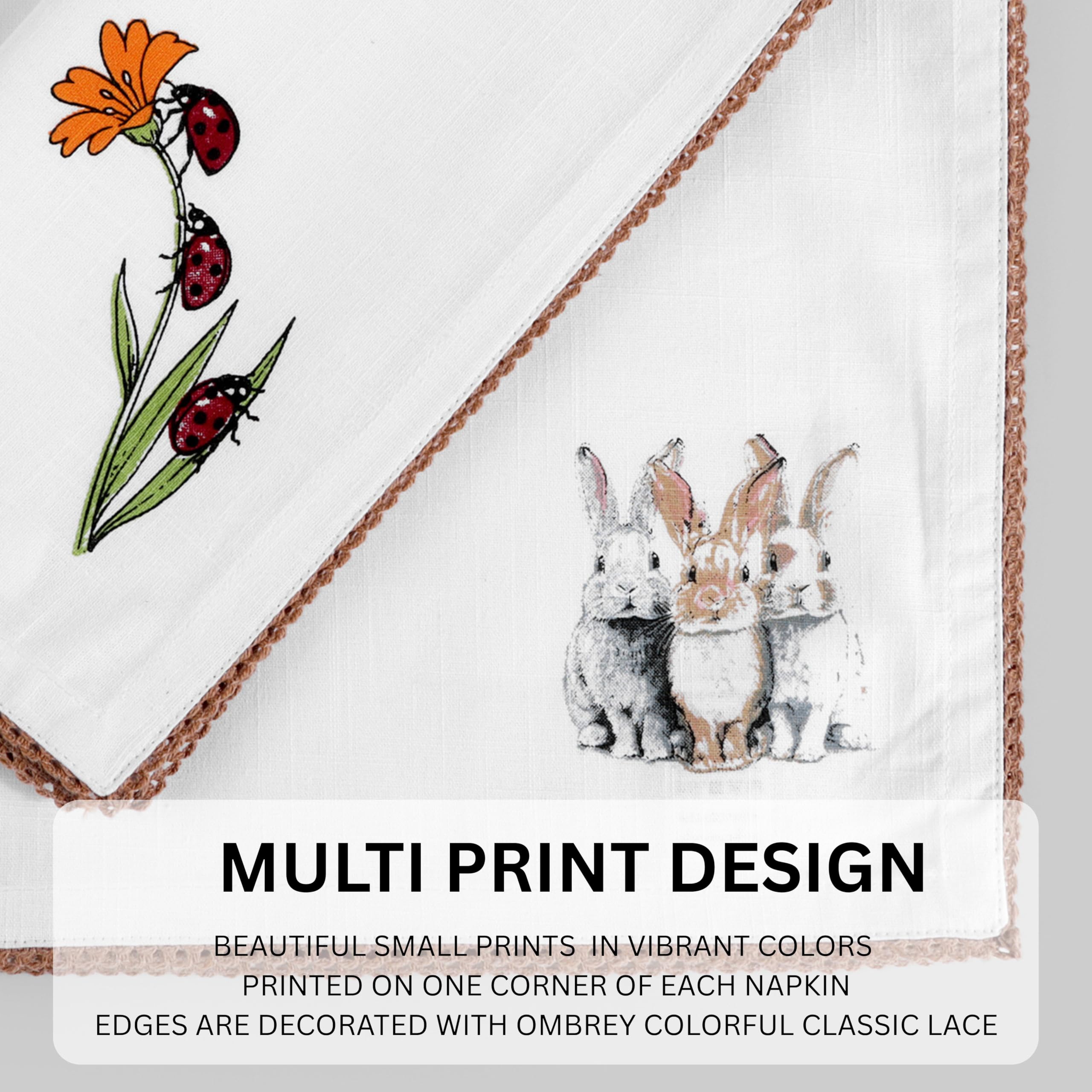 FINGERCRAFT Lot de 12 serviettes de table en tissu, en lin mélangé de coton, pour dîner, coins mitrés, parfaites pour les fêtes, dîners, mariages, cocktails, Noël, Pâques, 20 x 20 cm