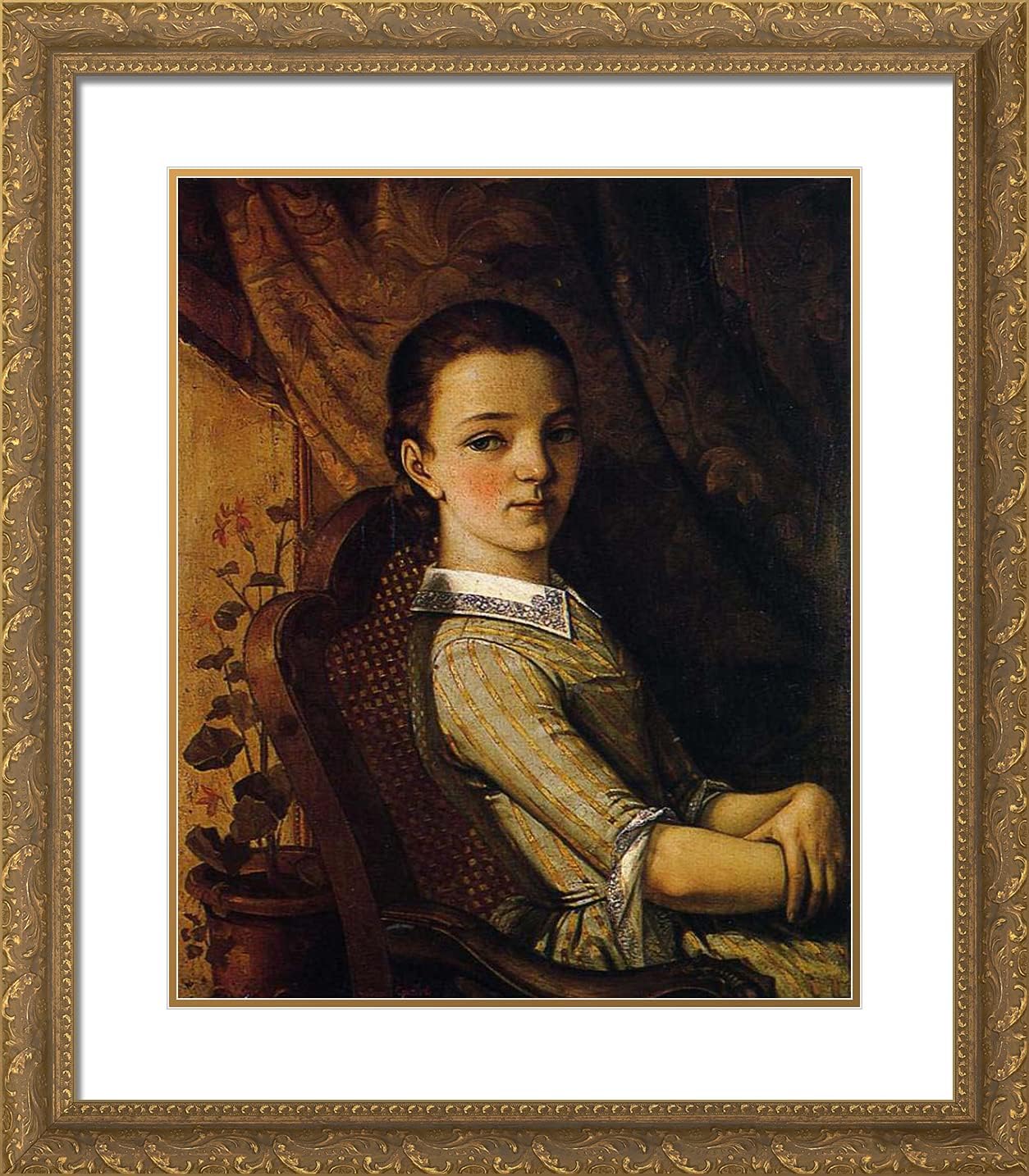 ArtDirect Courbet, Gustave 20x23 Gold Ornate Framed Art Print with Double Matting Titled: Juliette Courbet