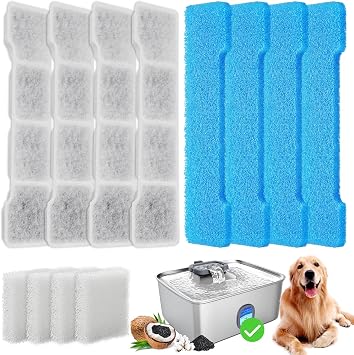 Grand Line 15L Dog Water Fountain Filter Replacement - Compatible with SIBAYS/Kastty, 4 Pack Pet Fountain Filters with 5-Layer Filtration,Food Grade Activated Carbon for Pet Water Dispensers