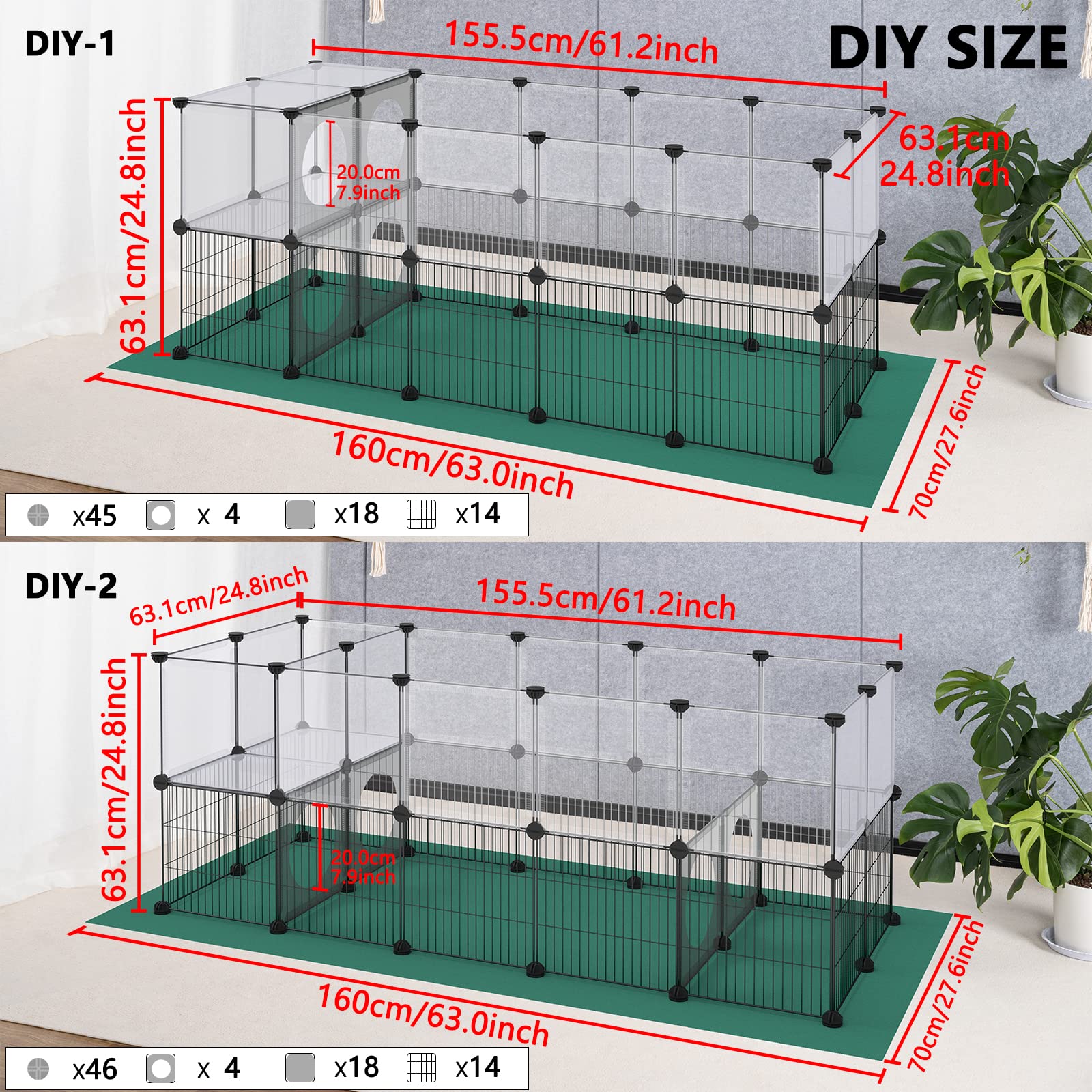 DINMO Kleintiere Oxford Matte 63cm Höhe Haustier-Übungszaun