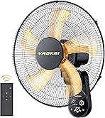 VAGKRI Wall Mount Fan, 16 Inch Wall Fans with 5 Blades, 5 Speeds, 8 Hour Timer, 90° Oscillating Quiet Fan with Remote for Home Office Bedroom Living Room Garage (Black)