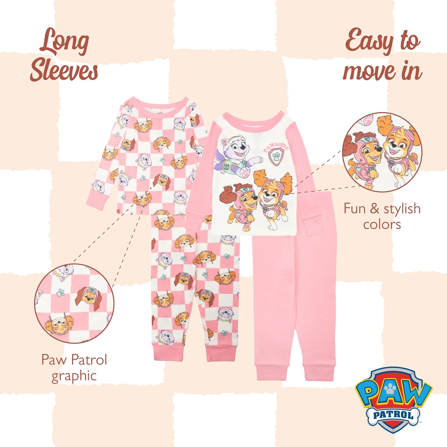 Nickelodeon Unisex Kids' 4-piece Snug-fit Cotton Matching Comfortable Pajama Set, Soft & Cute for Kids