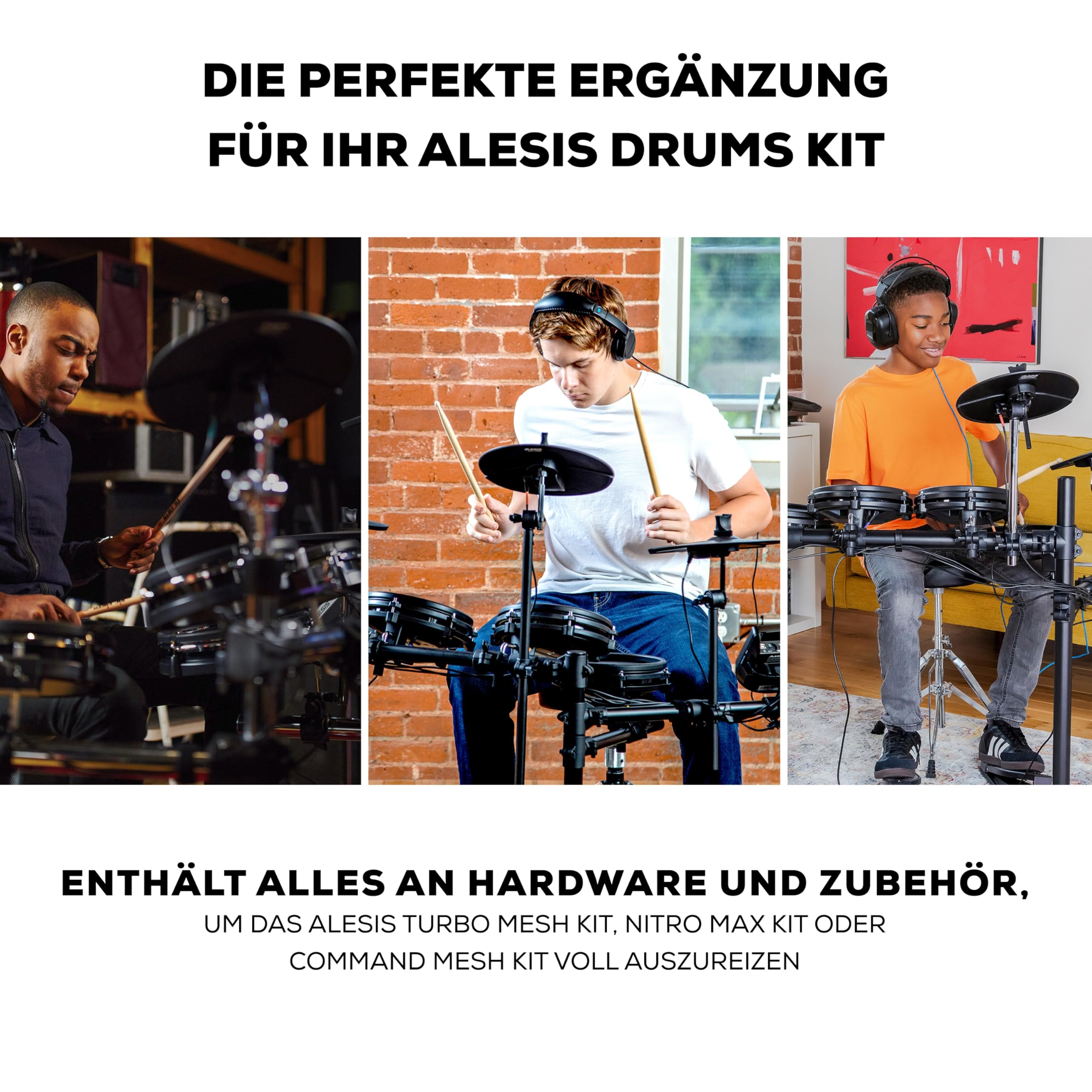 Alesis Drum Essentials Bundle - Komplettes E-Drum Set Zubehörpaket, Inklusive Schlagzeughocker und Ohrumschließende Kopfhörer