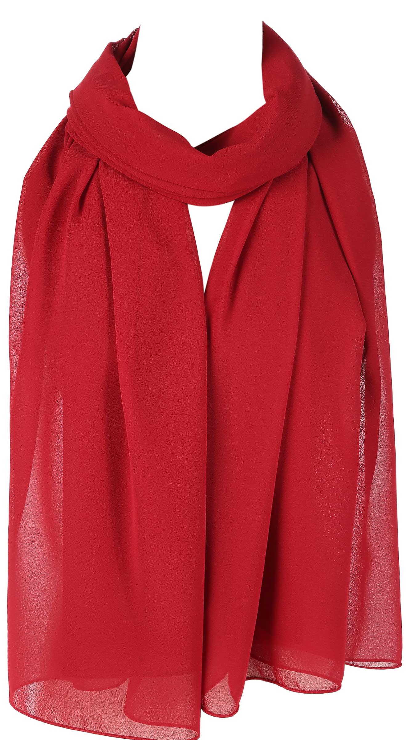 Ladies Quality Plain Chiffon Hijab Scarf Large Maxi shawls 30 Colours(Deep Red)