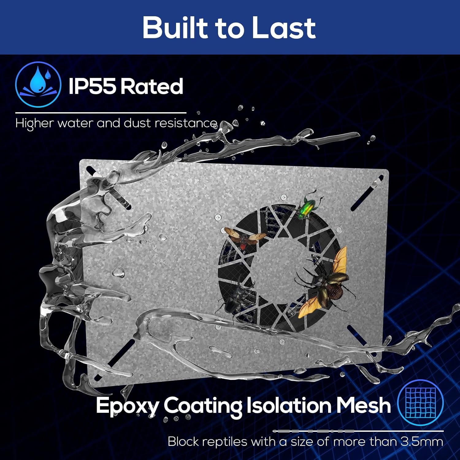 Abestorm 260CFM Crawlspace Ventilation Fans, IP-55 Rated Exhaust Fan with Humidistat Thermostat, 6.7 Inch Basement Vent Fan with Isolation Mesh for Crawl Space, Garage, Attic, Exhaust,Commercial