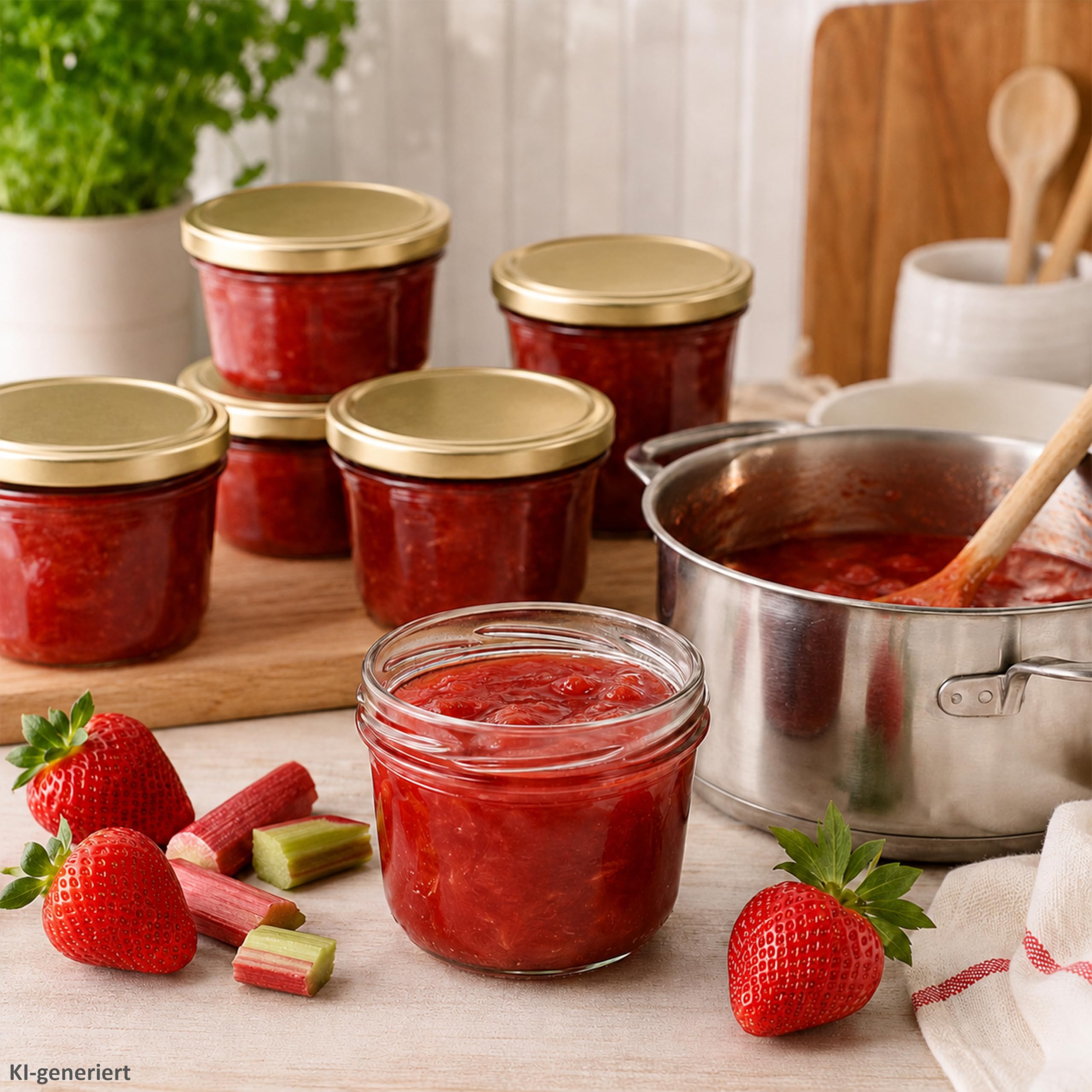 MamboCat Set di 100 vasetti in vetro da 230 ml, per marmellate e conserve, coperchio dorato 82, incluso ricettario di Diamant-Zucker Gelierzauber