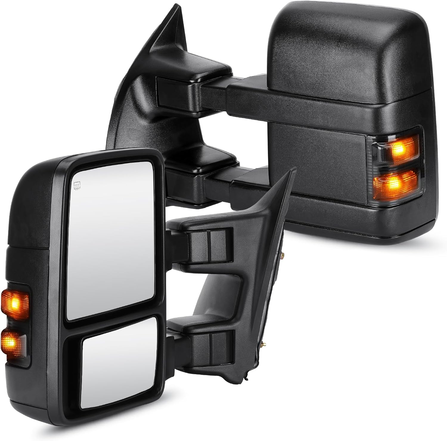 Towing Mirrors Rear View Mirrors fit for 2008 2009 2010 2011 2012 2013 2014 2015 2016 Ford F-250 F-350 F-450 F-550 Super Duty Power Heated with Turn Signal (Black)