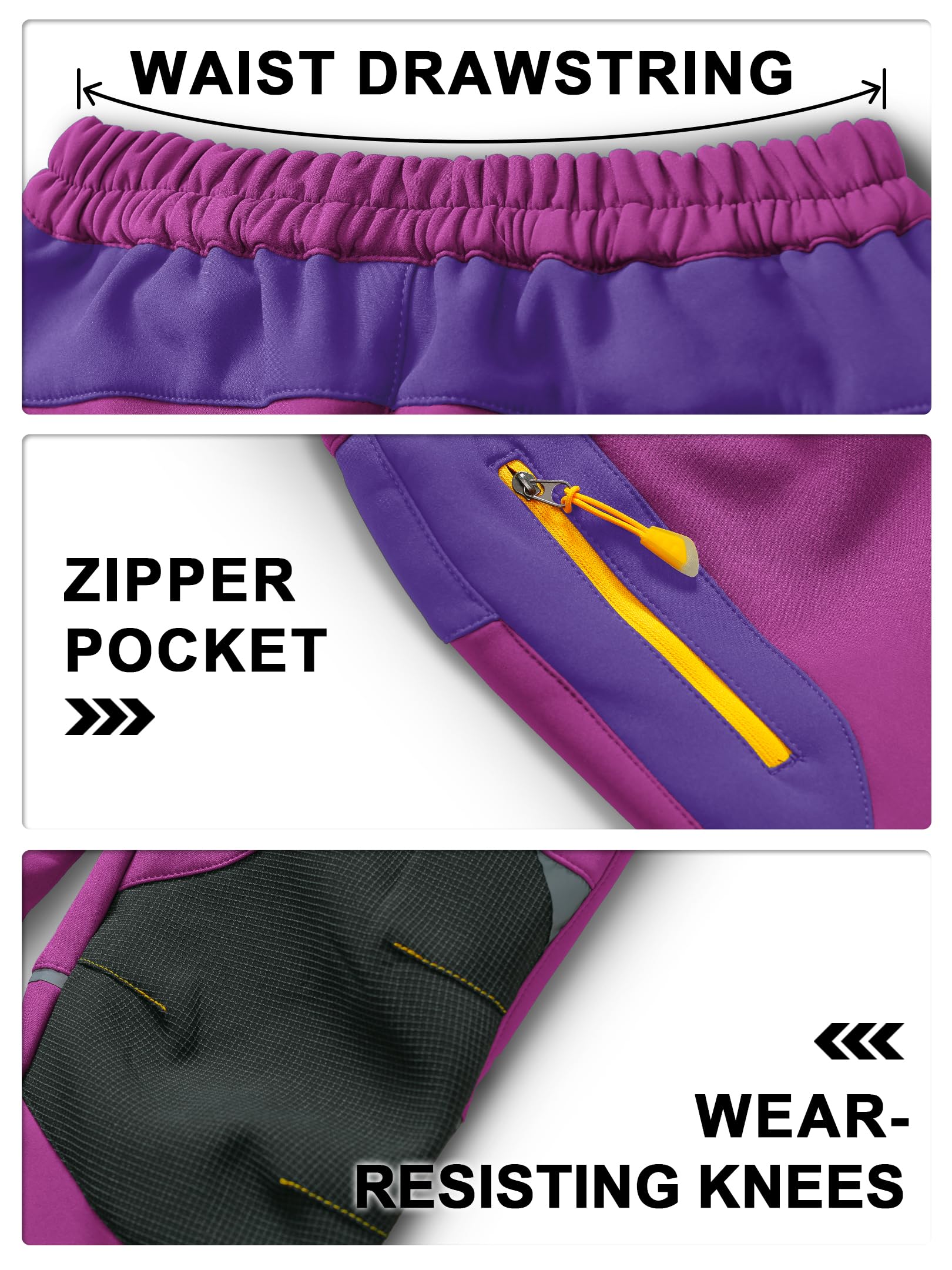 Kinder Softshellhose Wasserdicht Skihose Warm Outdoorhose Thermohose Gefüttert Winterhose Wanderhose Cargohose für Jungen und Mädchen