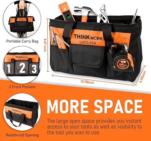 Miniatura 3 de THINKWORK Tool Set - 207 Piece Portable Home Repairing Tool Kit, General Household Hand Tool Set with 13'' Wide Mouth Open Storage Tool Bag, Perfect