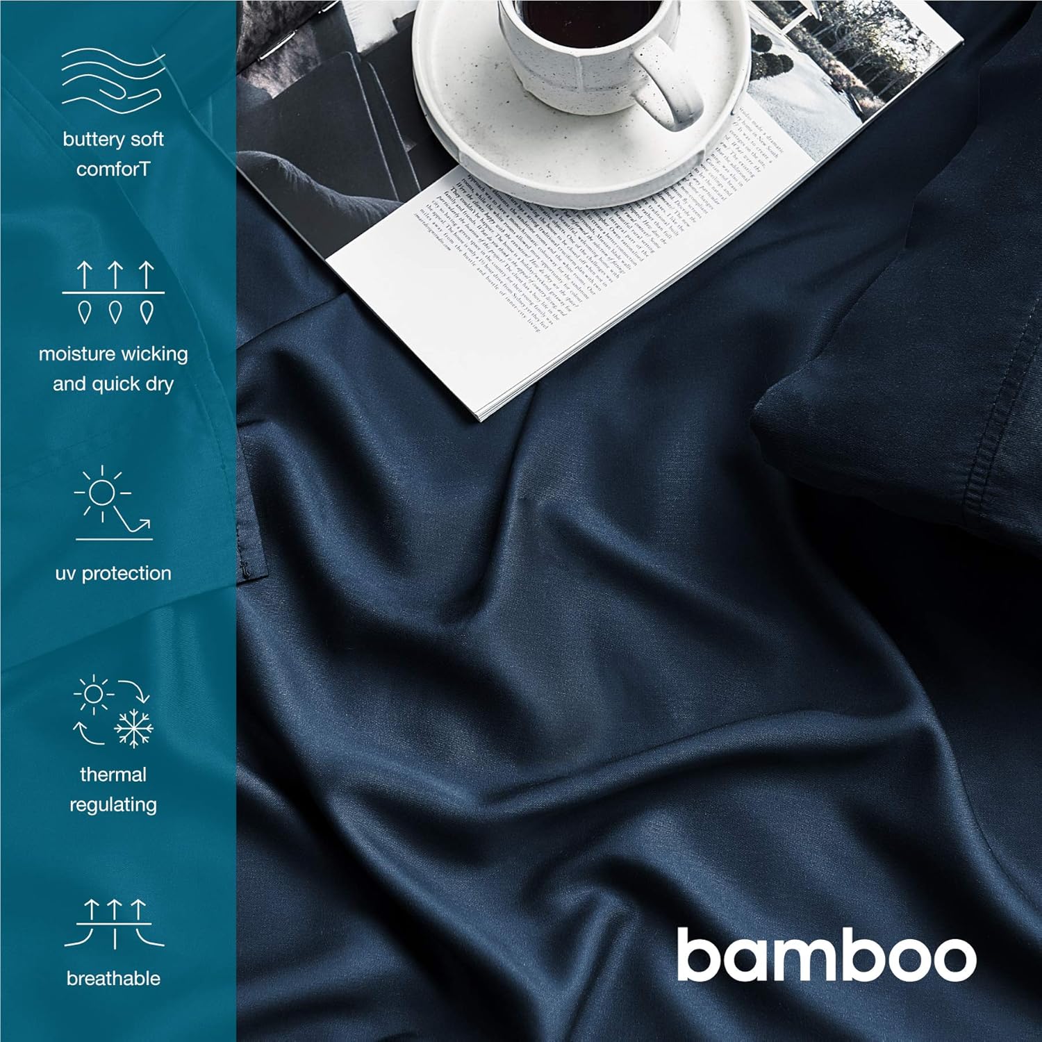 Bedsure Bamboo Cooling Sheets Queen - 100% Viscose from Bamboo Sheets Set, 16" Deep Pocket Breathable Silky Soft Bed Sheets : Home & Kitchen