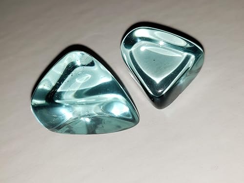 Miniatura 9 de 2 muestras de piedras preciosas de cristal curativo de obsidiana azul aguamarina óptica (hechas por el hombre) medio pulidas y pulidas, Piedras,