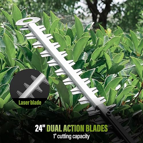 Miniatura 6 de SUNTEK Cortasetos de 40 V y 24 pulgadas con hoja de doble acción, pantalla integrada y conexión de aplicación, recortadora de setos a batería con