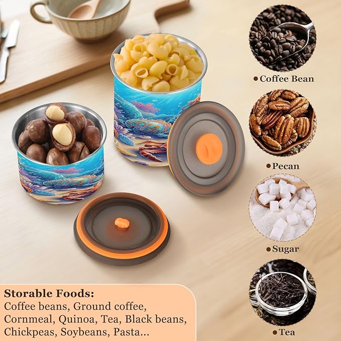 ALAZA Marine Crab Ocean Coffee Canister 30oz Acero Inoxidable miniatura 7