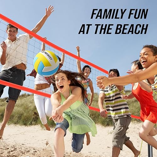 Miniatura 6 de Sistema de red de voleibol portátil al aire libre para patio trasero - Configuración rápida y fácil de postes de acero de altura ajustable, voleibol