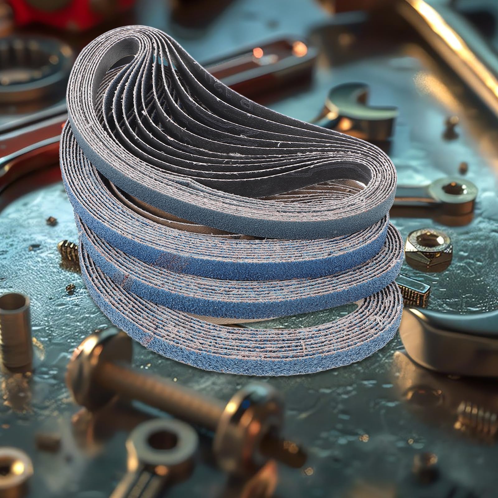 jojofuny Bandas de Lija de Grano 40 para Lijadora de Metal y Madera, 40 Piezas de Cinturones Abrasivos de Tela y Corindón para Uso Industrial y Reparación Automotriz