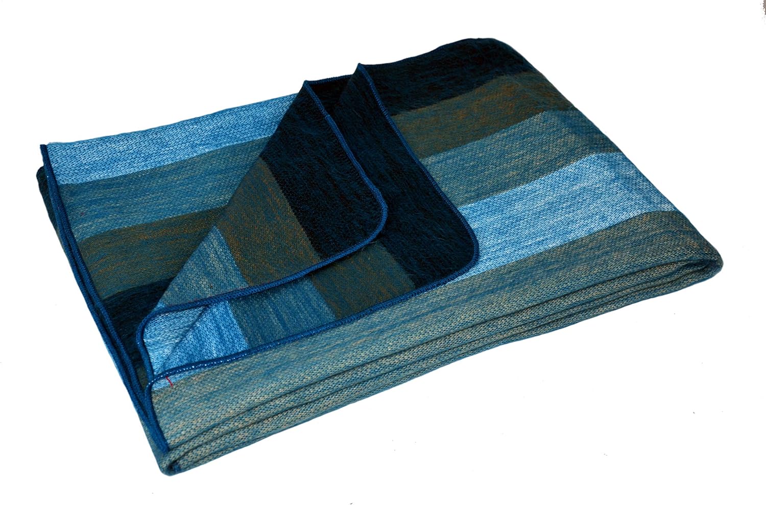 Alpaca Land, Handmade Ecuadorean Alpaca Wool Small Blankets/Throws (Small Stripe Pink Shades) (Pink SM Stripe)