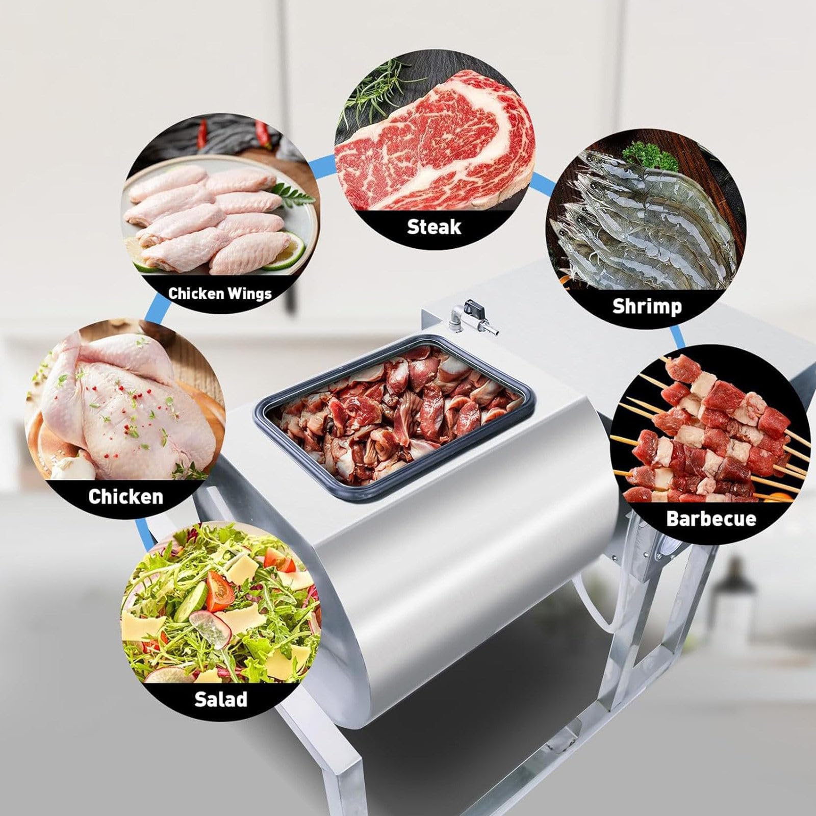 Komercyjny marynator mięsa 36lb 18L Maszyna próżniowa Dwukierunkowa obrót 3 prędkości Stal nierdzewna do jerky kiełbasy Bekon Wydajna infuzja Infuzja Trwała konstrukcja