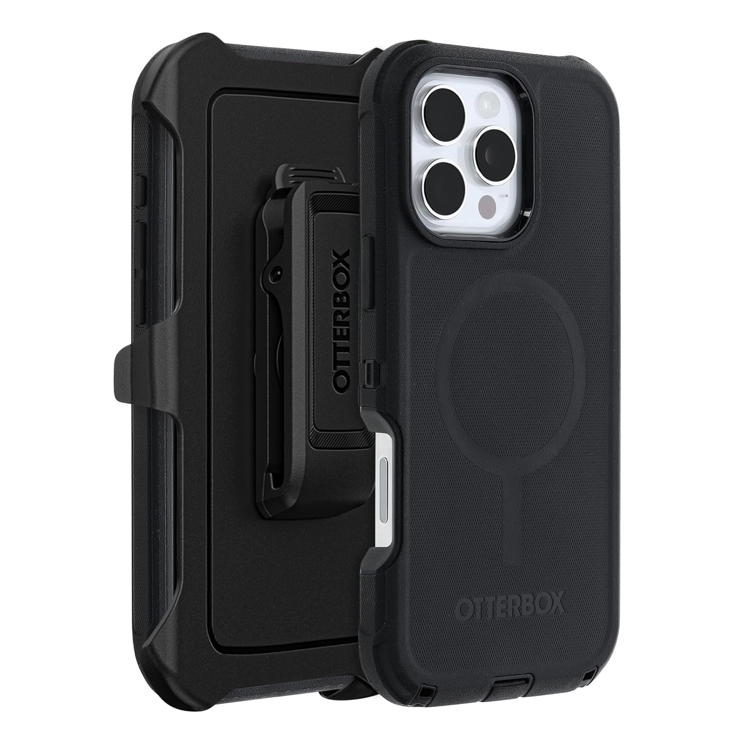 iPhone 16 Pro Max (Only) - Defender Series MagSafe Case - Black - Holster Clip Included - Built-in Magnets - Screenless - Rugged & Durable - with Port Protection - Non-Retail Packaging