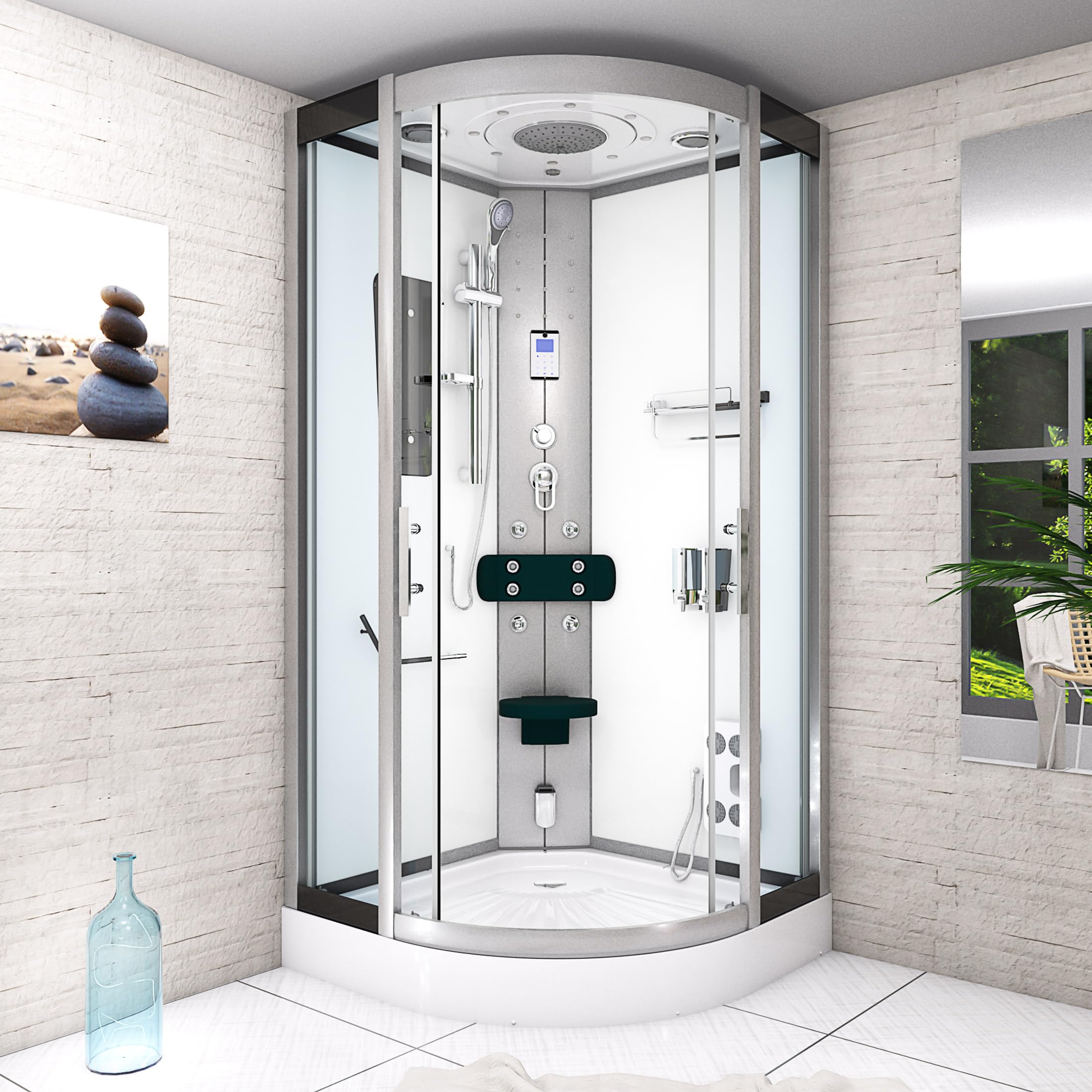 AcquaVapore Dampfdusche Duschtempel Sauna Dusche Duschkabine D46-20T2-EC 100x100 cm mit 2K Scheiben Versiegelung