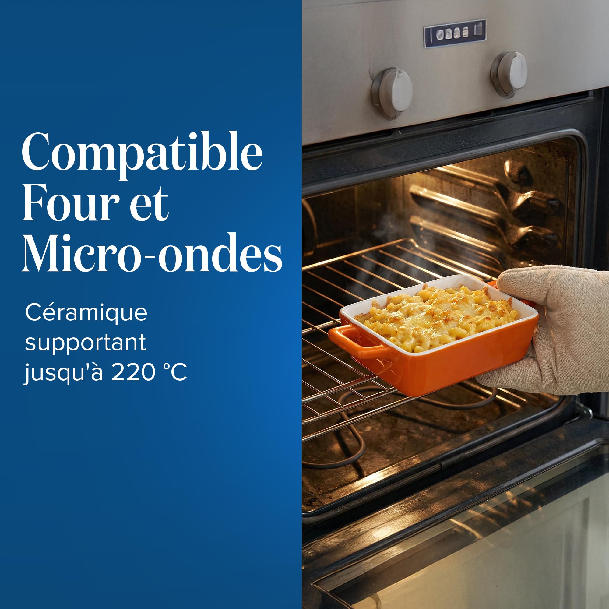 Joeji’s Kitchen Lot de 4 Plat à Gratin Individuel en Céramique – Petit Plat Four Durable pour Lasagnes, Hachis & Crumbles – Mini Cocotte Individuelle Rectangulaire (325 ml)