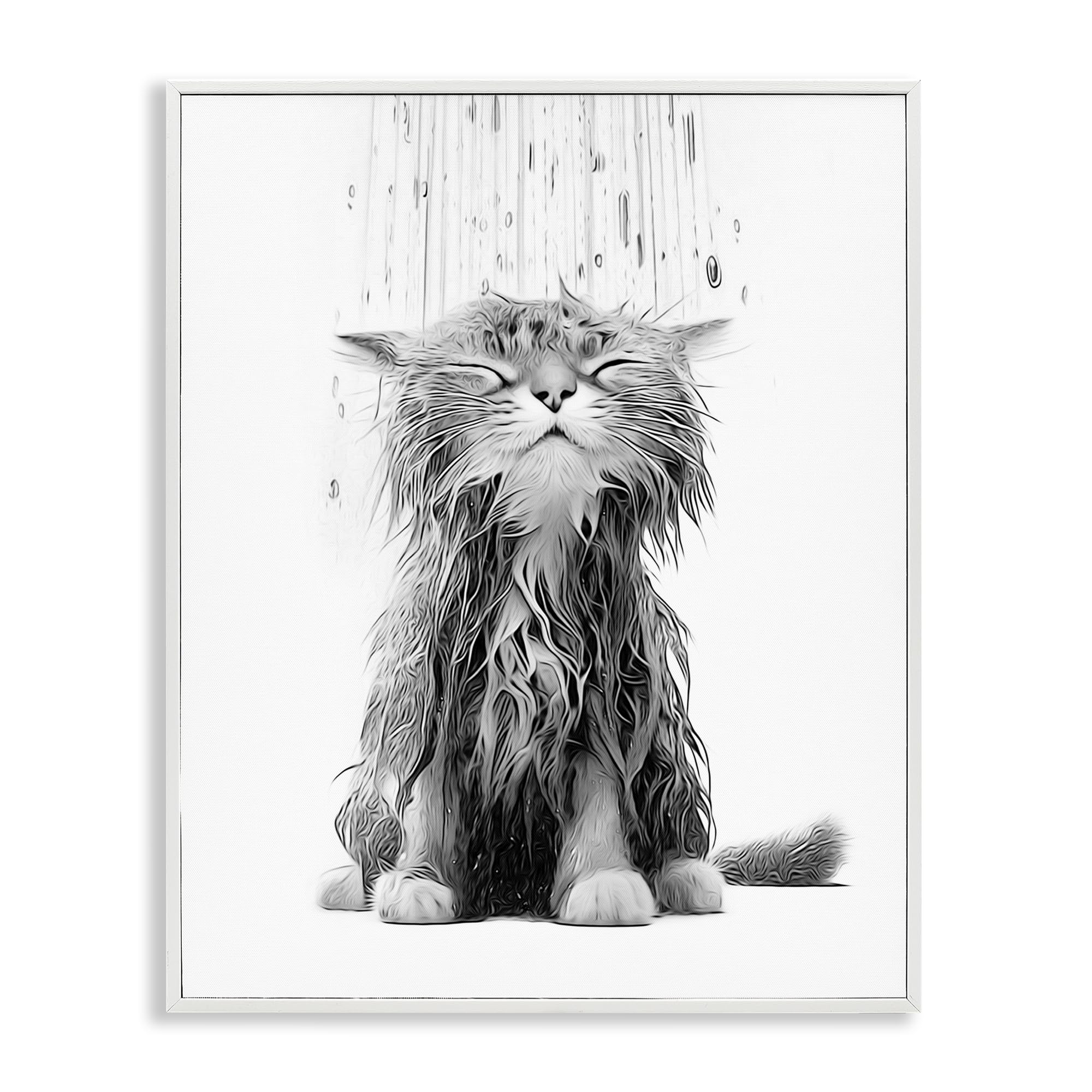 Kitten Bathroom Splash Animal, 16 x 20 Inch Framed Giclée Print