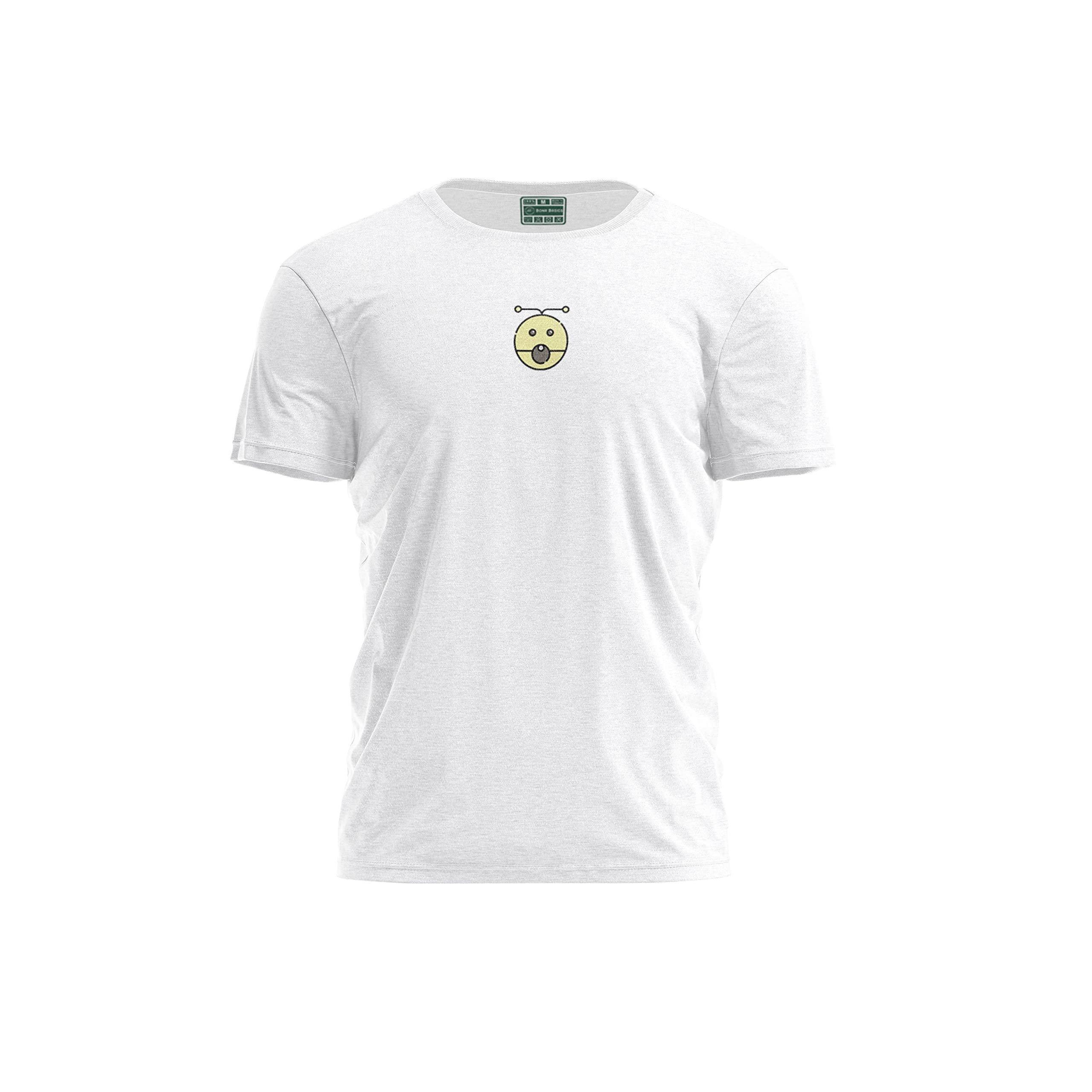Bona Basics, Digital Print, Men's Basic T-Shirt, 100% Cotton, White, Casual, Men's Tops, Size: L, White, L
