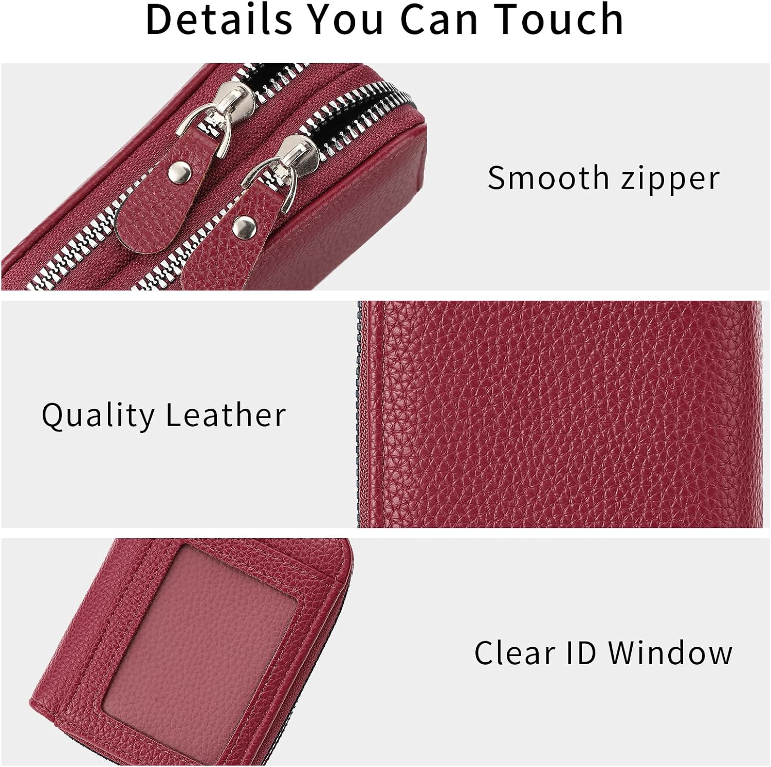 RNIEGA Credit Card Holder Wallet RFID Blocking Leather Small Wallet for Women Double Zipper Wallet with ID Window image 4