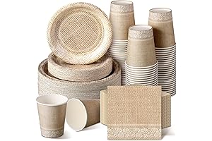 Dandat Rustic Paper Plates and Napkins for Wedding Decorations